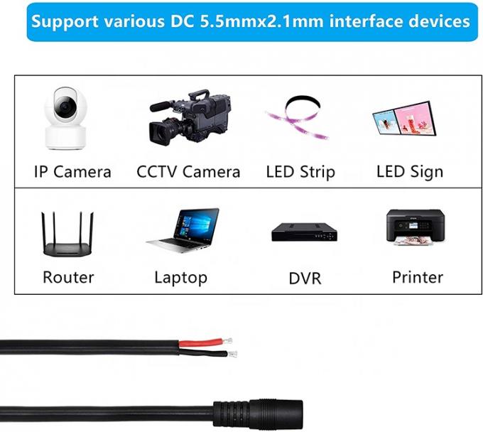 1M 2M 3M DC供給入力バレル ジャック 2.1x5.5mm 男性 女性ソケットからオープンピッグテールDC電源ケーブル 5