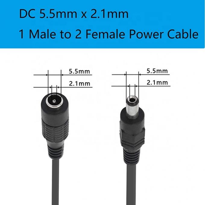 1から2つの方法 1 女性から2人の男性 5.5x2.1mm DC電源スプリッターケーブル CCTVカメラ用 LEDストリップ 2