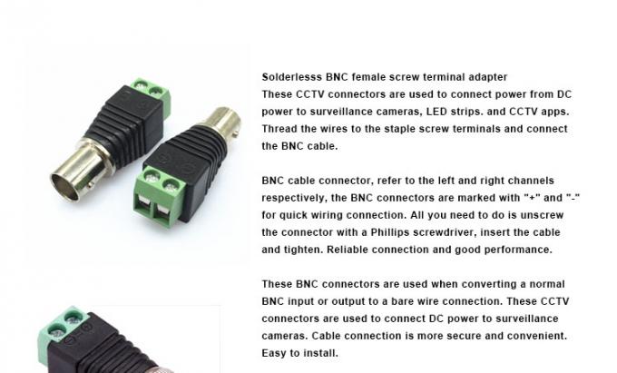 ソーダーレススクリューターミナル BNC CCTVカメラモニタービデオレコーダのための女性男性コネクタアダプタ 0