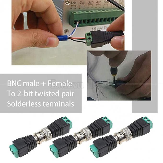 溶接器のないスクリュー端末 男性 女性 BNCコネクタ CCTVカメラモニタービデオレコーダ用の電源アダプタ 2