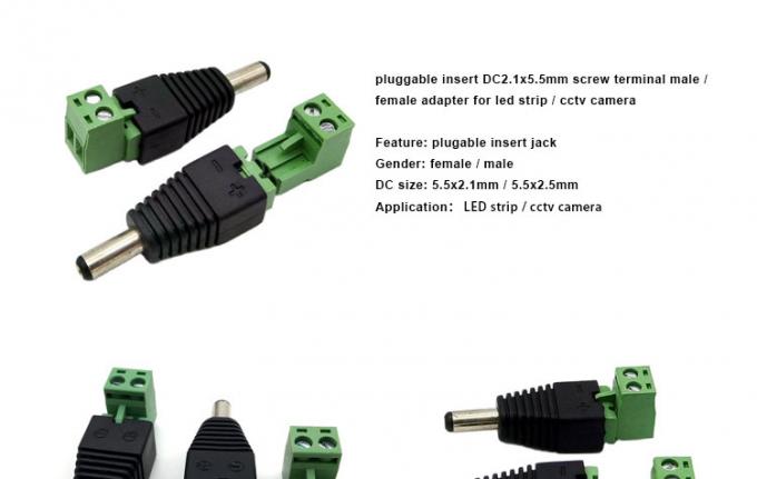 ソルダーレス挿入 男性 女性 2.1 X 5.5mm DC ジャックコネクタ パワーターミナルプラグ アダプタ LED ストライプ CCTV カメラ 0