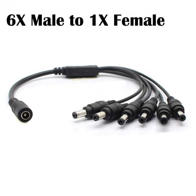 1から6つの方法 1 女性から6人の男性 5.5x2.1mm DC電源スプリッターケーブル CCTVカメラのLEDストライプ 4