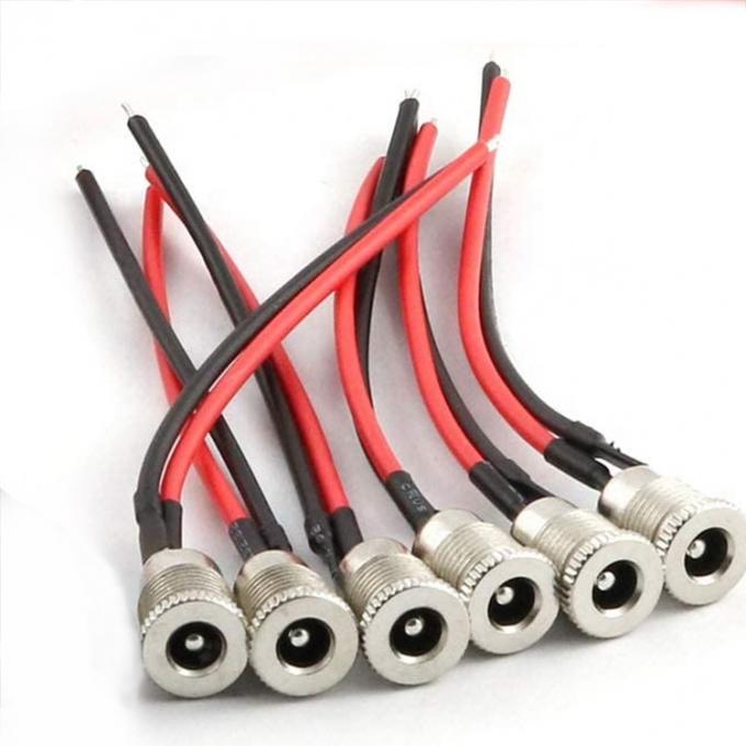 ロープ付き女性マウント DC099 バレルジャックソケット 10A 5.5x2.1mm DC電源アダプタ 缶詰のワイヤエンドケーブル 1