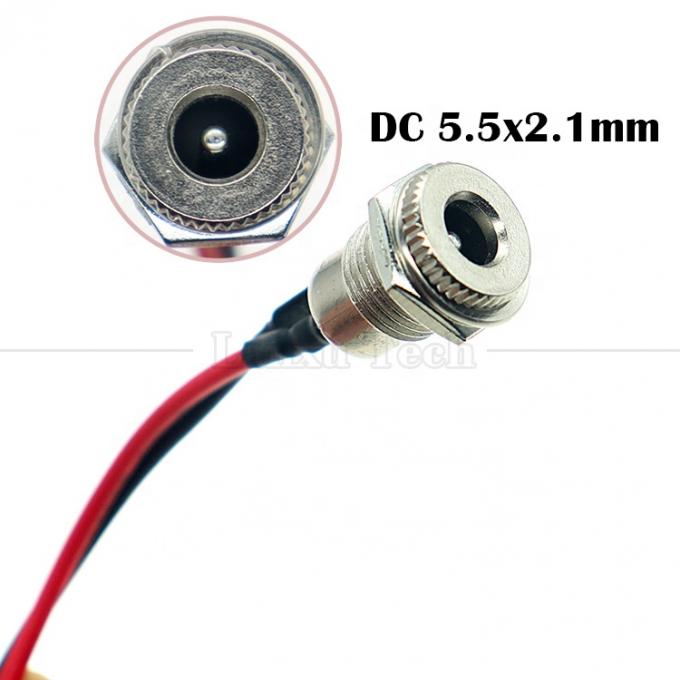 10cm 18AWG 5A パネルマウント DC 099 女性ソケット 5.5x2.1mm 2.5mm メタルスレッド接続器 2
