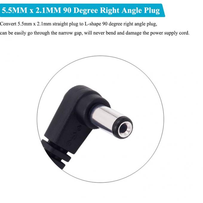 90度角 男性から女性接続器 5.5x2.1mm バレルジャック DC電源延長ケーブル 4