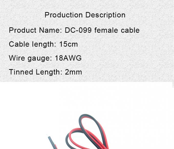 18AWG 10A メタルスレッド女性ソケットマウント DC099 5.5x2.1mm 5.5x2.5mm パネルマウントコネクタ ピンテール DC電源ジャックケーブル 1