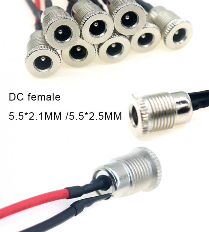 18AWG 10A メタルスレッド女性ソケットマウント DC099 5.5x2.1mm 5.5x2.5mm パネルマウントコネクタ ピンテール DC電源ジャックケーブル 3