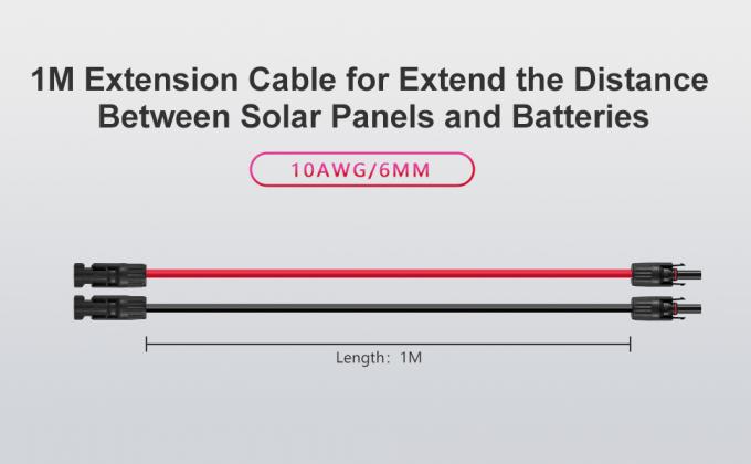 10AWG 6mm 防水太陽光ケーブル 太陽光パネルアダプター ワイヤー 女性と男性接続器を持つ太陽光延長ケーブル 4