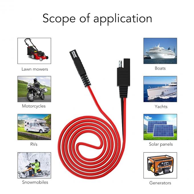 14AWG 2m SAE から SAE パワー 自動車拡張ケーブル ワイヤーハーネス ソーラー電池用 SAEコネクタ 4