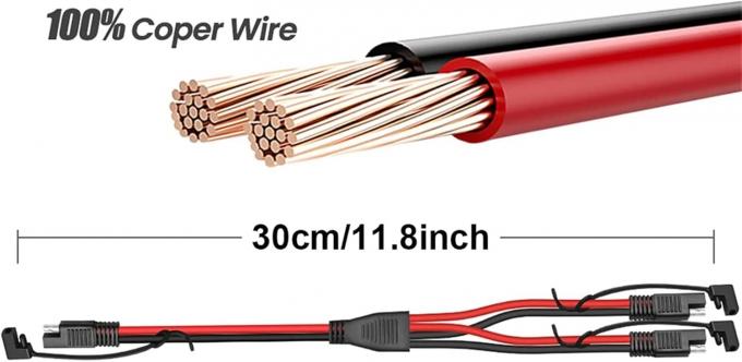 14AWG SAE DC 電源自動車コネクタケーブル Y スプリッタ 1 から 2 SAE拡張ケーブル RV キャラバン ソーラーパネル バッテリー充電 3