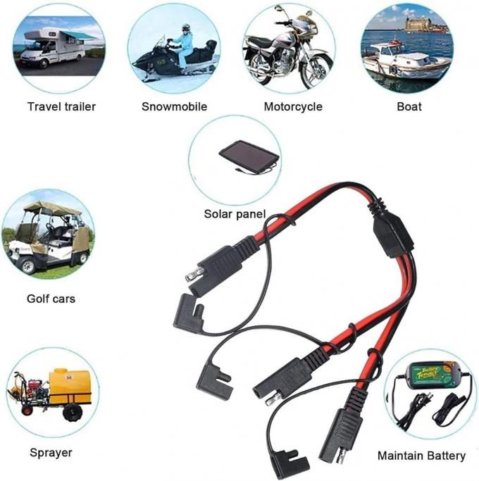 14AWG SAE DC 電源自動車コネクタケーブル Y スプリッタ 1 から 2 SAE拡張ケーブル RV キャラバン ソーラーパネル バッテリー充電 6