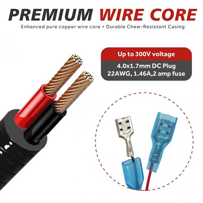 ネズミに耐える 噛みつきに耐える メタルジャケット DC 5.5x2.1mm 4.0x1.7mm to Spade Connector 電源延長ケーブル トレールカメラ 5