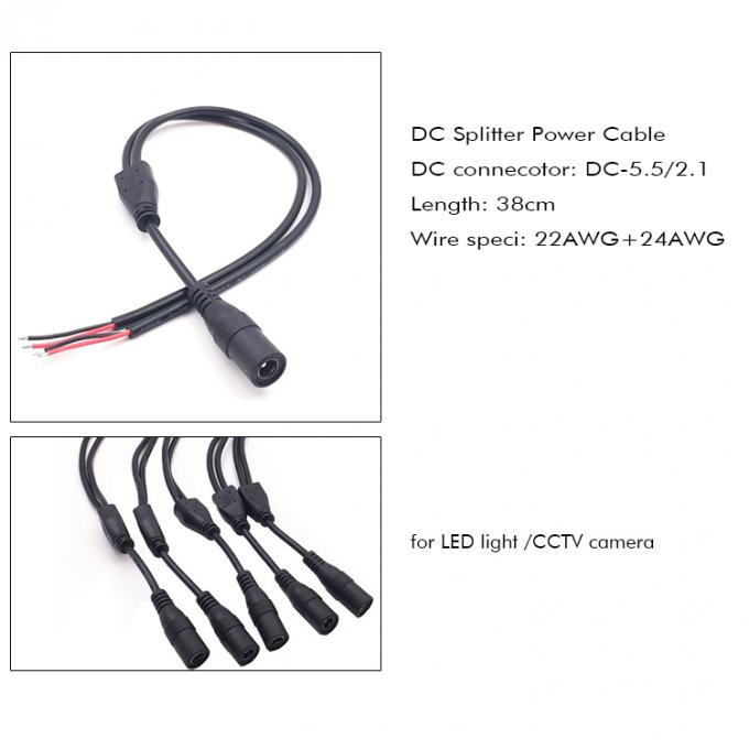 DC 男性 女性 5.5x2.1mm ジャック スプリッター 電源延長ケーブル LEDライト CCTVカメラ 5