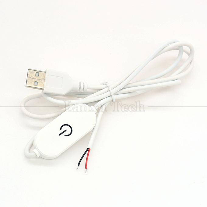 5V ステップレスタッチスイッチ USB オープンワイヤー 端末 オンオフ ディマーケーブル ライトランプ 5