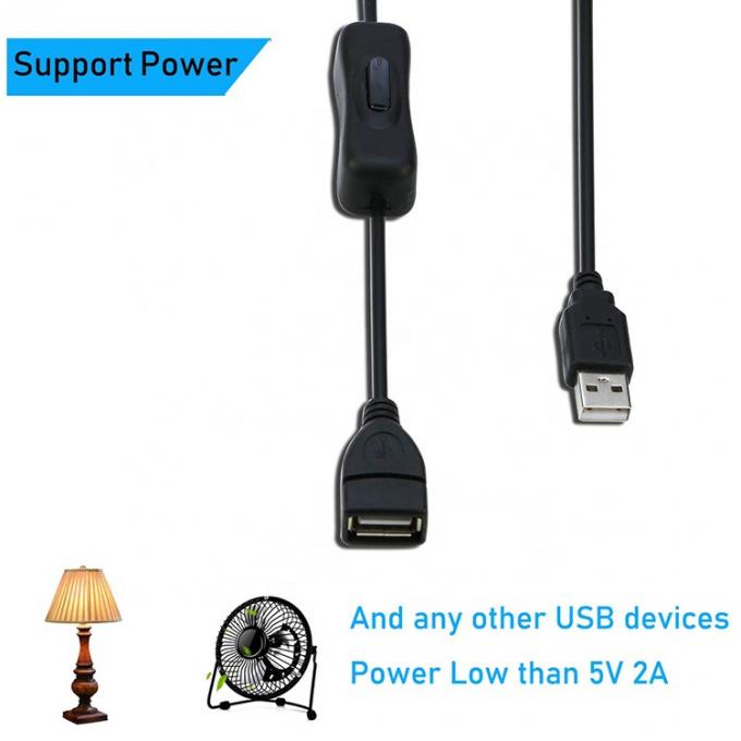 電源 ON OFF データ充電 LEDランプコンピュータのための男性から女性へのUSBスイッチケーブル 2