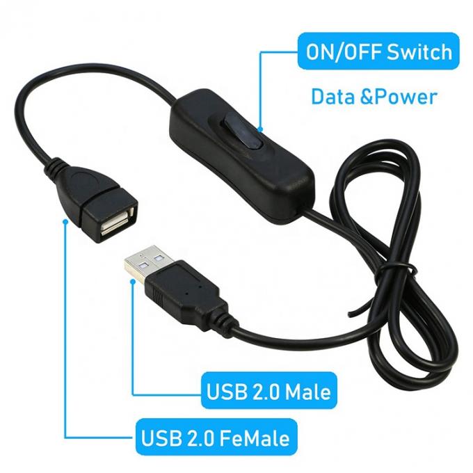 電源 ON OFF データ充電 LEDランプコンピュータのための男性から女性へのUSBスイッチケーブル 1