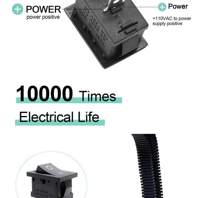 AC 6A/250V 10A/125V 黒 2ピン位置 オンオフのスナップ 5