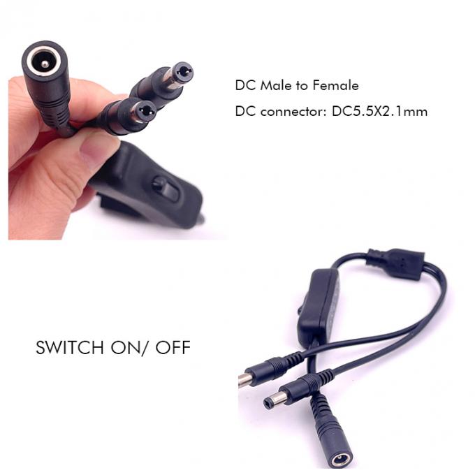 12v スプリッター 1 女性から2 男性 DCプラグ 5.5x2.1mmオンオフ スイッチコードケーブル LEDランプライト 0