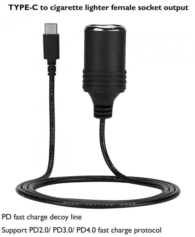PD充電 12v出力 USBタイプC 男性からタバコ点火器 女性ソケットプラグ 電源アダプターケーブル 車用 3