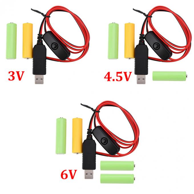 1.5v 3v 4.5v 6v LR6 AA LR03 AAA バッテリー消し USB スイッチ ON OFF 電源充電ケーブルを交換する 0
