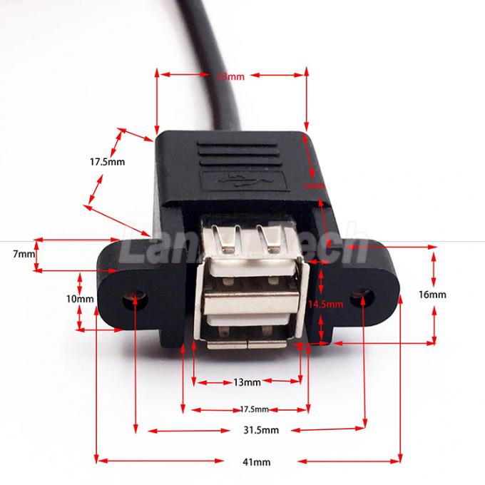 双 USB タイプ A 2 ポート パネル マウント USB to Dupont 9 ピン ヘッダ接続ワイヤーケーブル 2