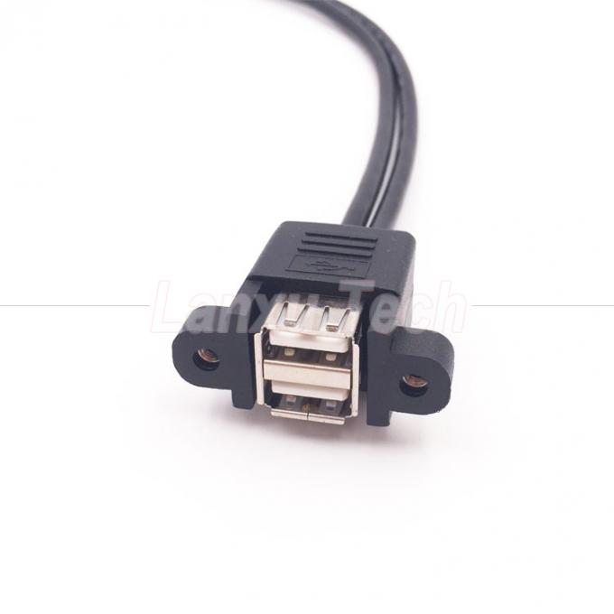 双 USB タイプ A 2 ポート パネル マウント USB to Dupont 9 ピン ヘッダ接続ワイヤーケーブル 3