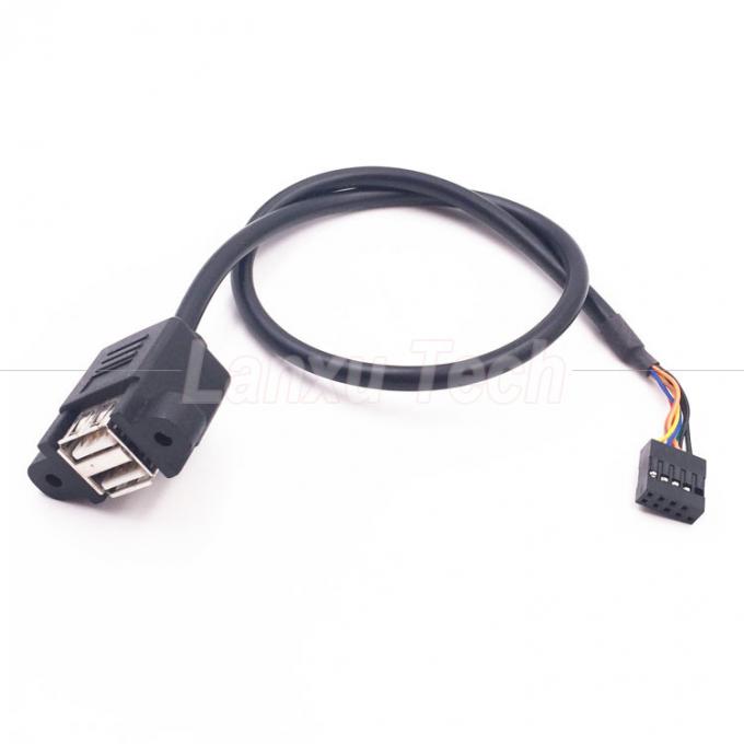双 USB タイプ A 2 ポート パネル マウント USB to Dupont 9 ピン ヘッダ接続ワイヤーケーブル 4