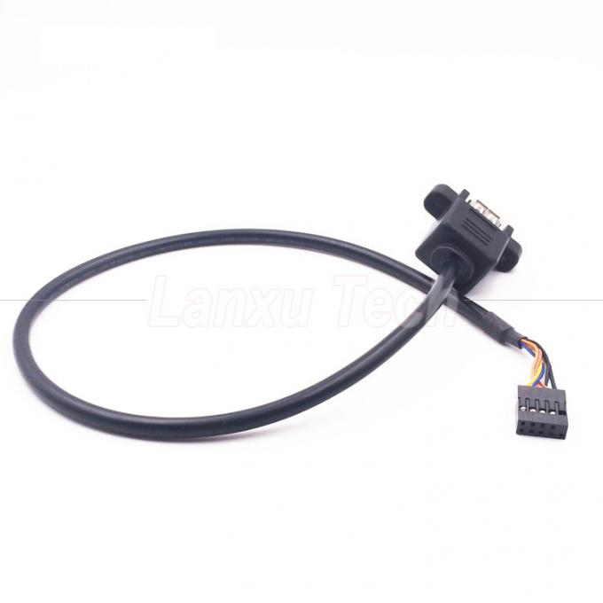 双 USB タイプ A 2 ポート パネル マウント USB to Dupont 9 ピン ヘッダ接続ワイヤーケーブル 7