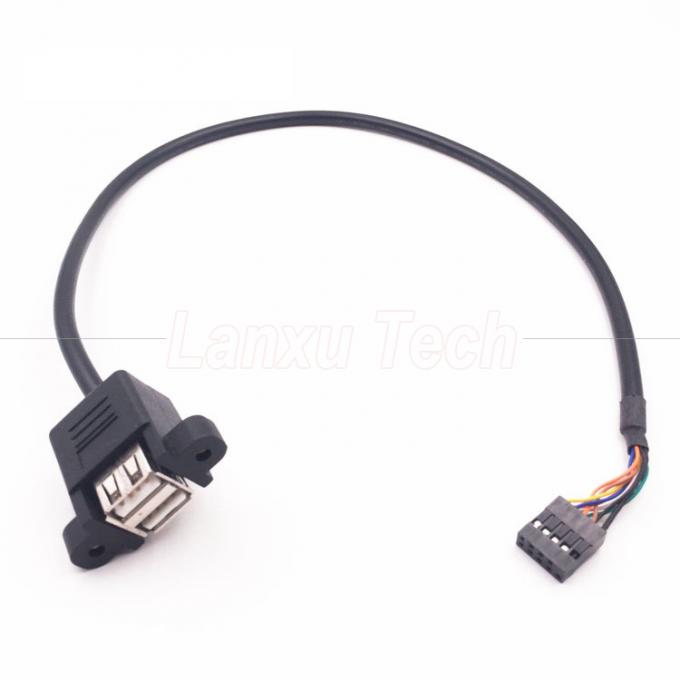 双 USB タイプ A 2 ポート パネル マウント USB to Dupont 9 ピン ヘッダ接続ワイヤーケーブル 5