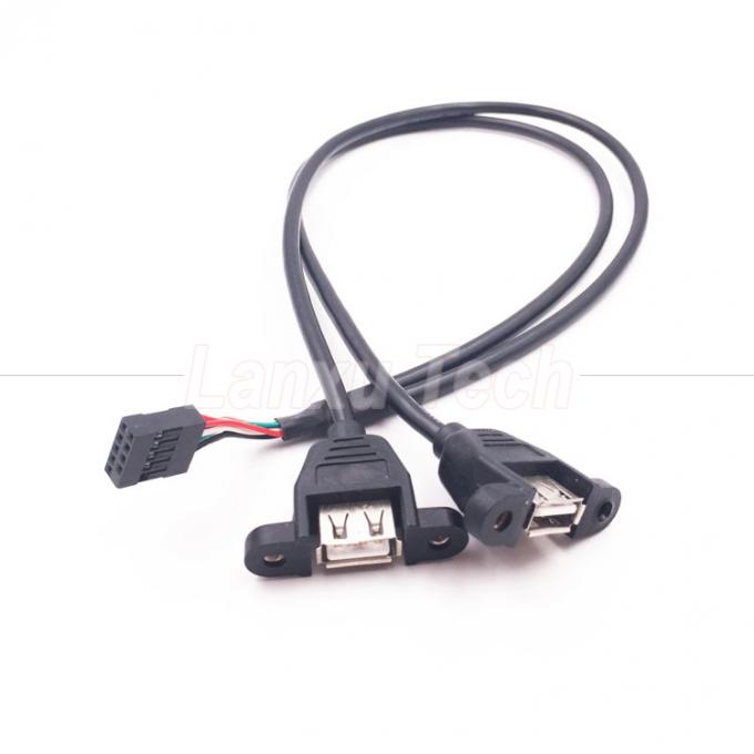 双 USB タイプ A 2 ポート パネル マウント USB から デュポント 接続 ワイヤー ケーブル 1