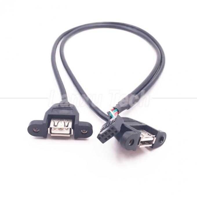 双 USB タイプ A 2 ポート パネル マウント USB から デュポント 接続 ワイヤー ケーブル 3