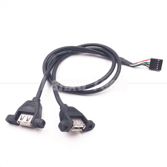 双 USB タイプ A 2 ポート パネル マウント USB から デュポント 接続 ワイヤー ケーブル 5