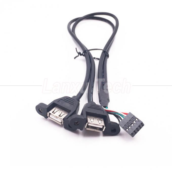 双 USB タイプ A 2 ポート パネル マウント USB から デュポント 接続 ワイヤー ケーブル 4