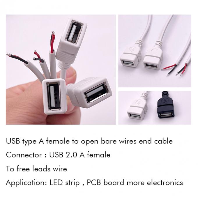 5V ホワイトUSB 女性 裸のワイヤーを開ける 2