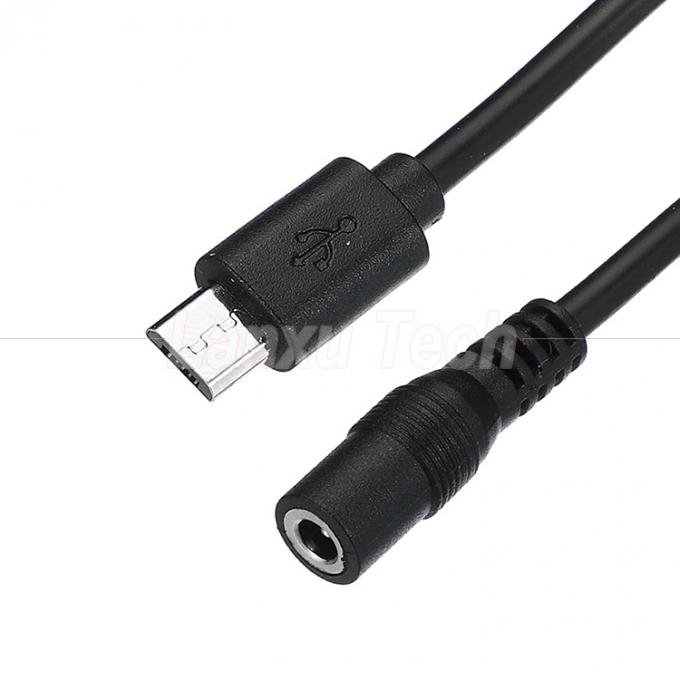 マイクロUSB 男性からDC 3.5x1.35mm 女性 ジャック ファン用電源延長ケーブル LEDストライプ 2
