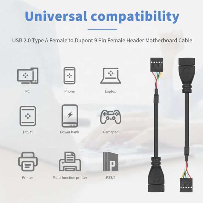 USBタイプA 女性から9ピンデュポント 女性ヘッダーマザーボードアダプターケーブル 4