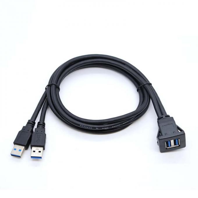 スクウェア・デュアルUSB3.02.0 男性から女性へ 防水拡張ケーブル プラッシュマウントパネル 車用 トラック用 ボート用 バイク用 コンピュータ 1