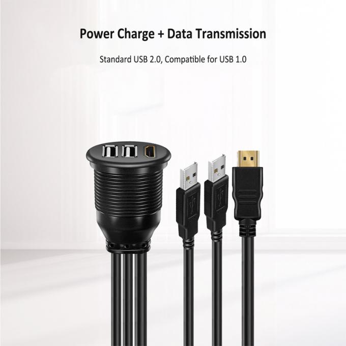 3ポート USB2.0 男性からUSB2.0女性 防水拡張ケーブル プラッシュマウントパネル 自動車 トラック ボート バイク パソコン 4