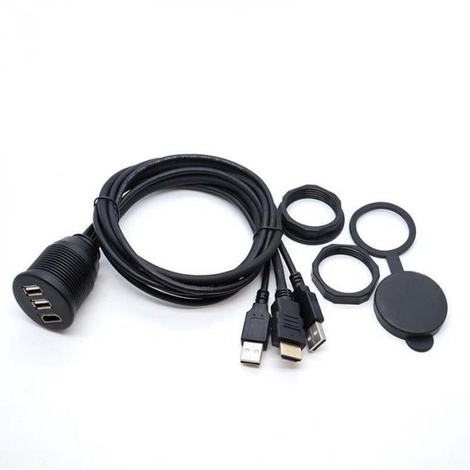 3ポート USB2.0 男性からUSB2.0女性 防水拡張ケーブル プラッシュマウントパネル 自動車 トラック ボート バイク パソコン 3