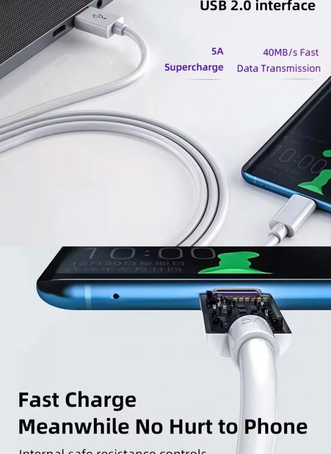 高品質の1M 2M 5A 急速充電 USBからC型データ充電ケーブル Huawei Android電話 3