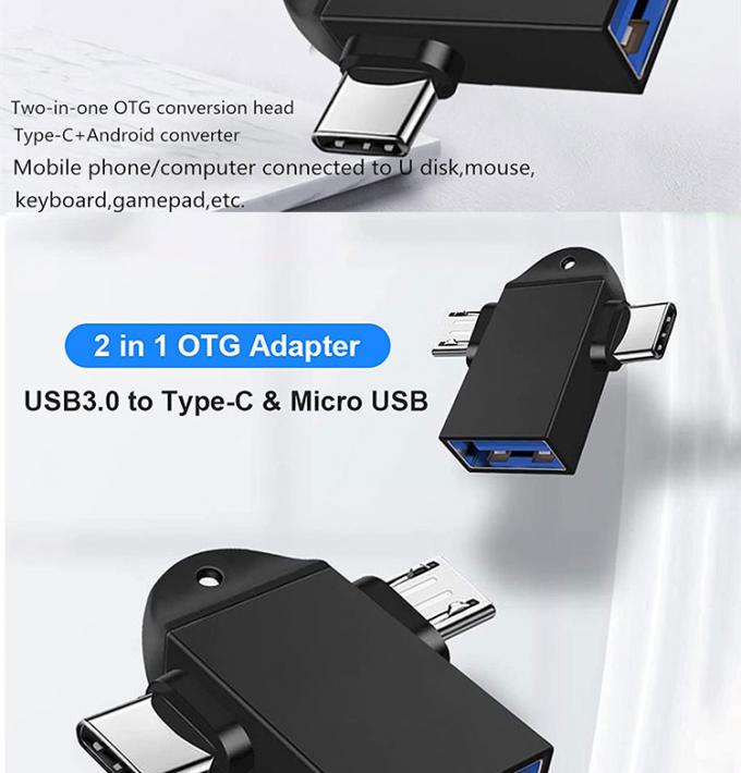 2 in 1 USB3.0 to Micro B Type C USBコンバーター Android 携帯電話用 U ディスクマウス用 OTG アダプター 1