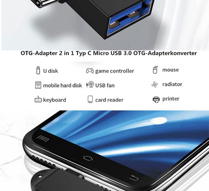 2 in 1 USB3.0 to Micro B Type C USBコンバーター Android 携帯電話用 U ディスクマウス用 OTG アダプター 2