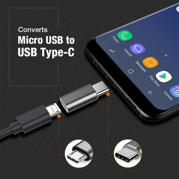 プラグ&プレイ メタルシェル マイクロUSB 女性からタイプC 男性 OTG変換アダプター 4