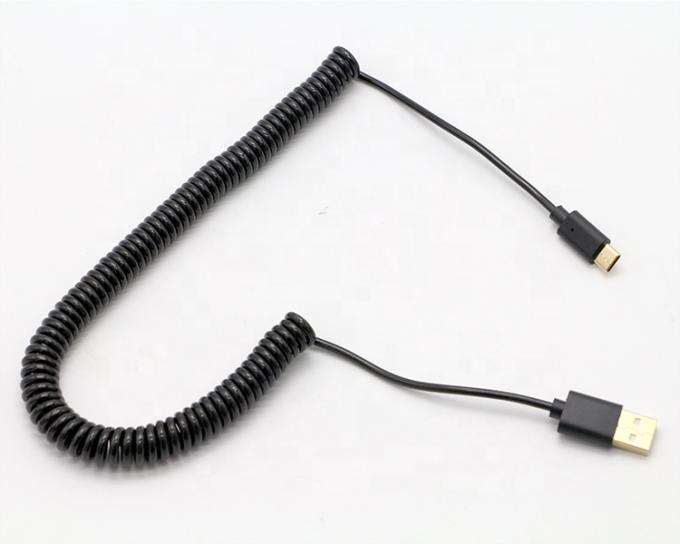 オーダーメイド 1M 2M 3M 急速充電 スプリング巻き回転式USBタイプCケーブル 5