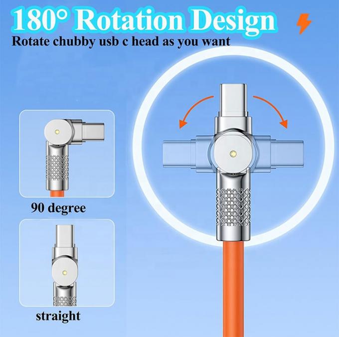 180度回転高速充電 120w 6A シリコンUSB マイクロタイプCケーブル Android携帯電話用 1
