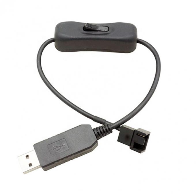 12V ステップアップ ブースト USB 3ピン 4ピン PWM PC扇風機 ON OFF スイッチ パワーアダプターケーブル 4