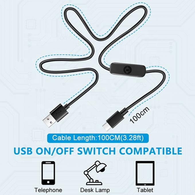 1m 5V 3A USB Type C 充電器電源ケーブル ラズベリーパイのスイッチ ON OFF 5