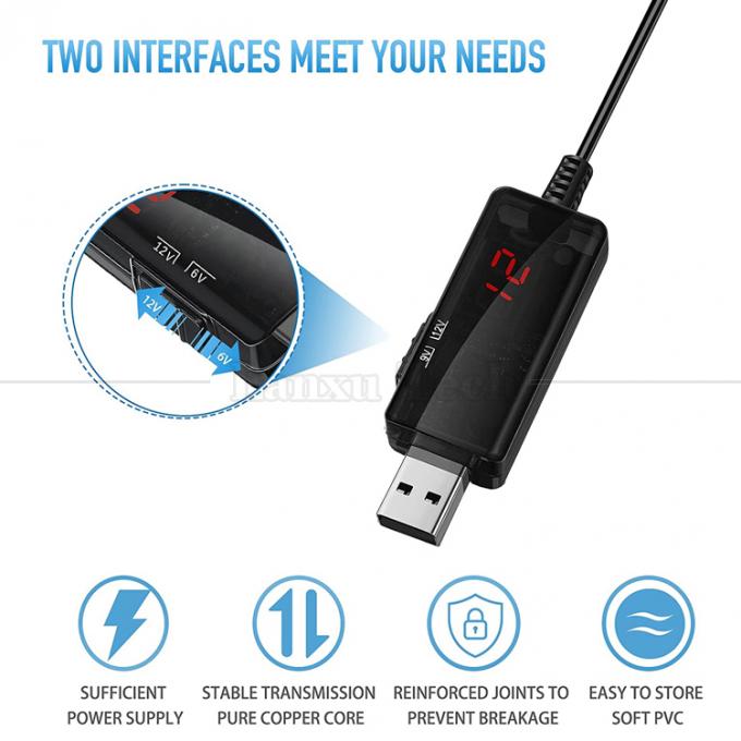 1m Drok 5V USB to Boost 9V 12V ス텝アップ マルチ出力 DCコンバーターケーブル ルータモデム 4