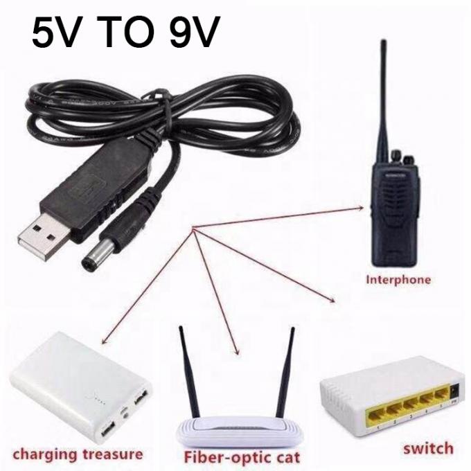 高品質のブースター 5V USBから 9V DC 5.5x2.1mm ステップアップ変換電源充電ケーブル Wi-Fiルーターモデム 1