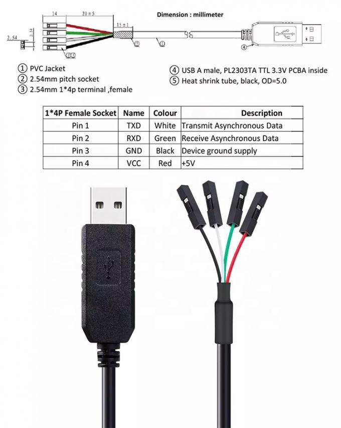 高互換性 WIN7 10 FTDI FT232 5V 3.3V USB to Uart TTL ラズベリーパイ用シリアルケーブル 0